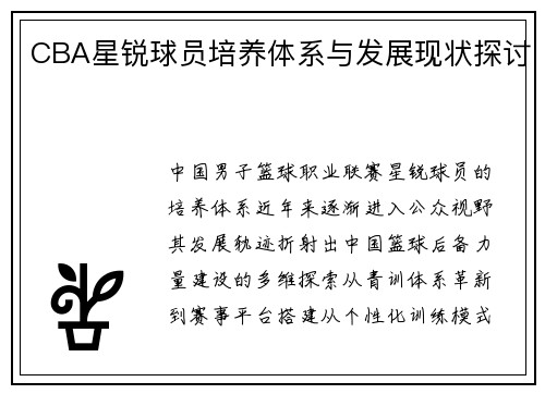 CBA星锐球员培养体系与发展现状探讨